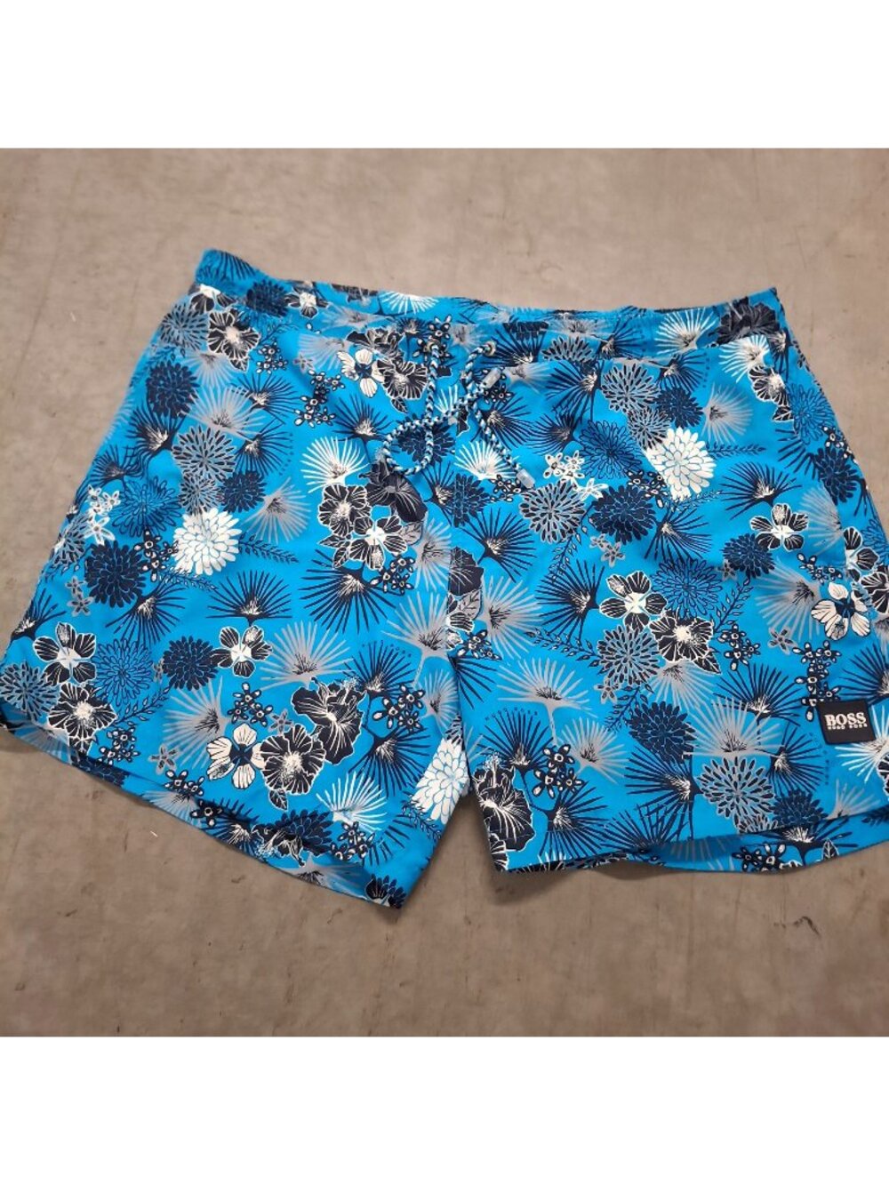 Hugo Boss Mens Blue Floral Print Swim Shorts Size L